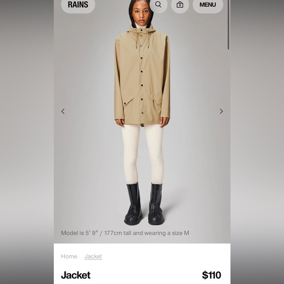 Rains Unisex Rain Jacket in color Sand, Size Medium, NWT - Picture 3 of 8